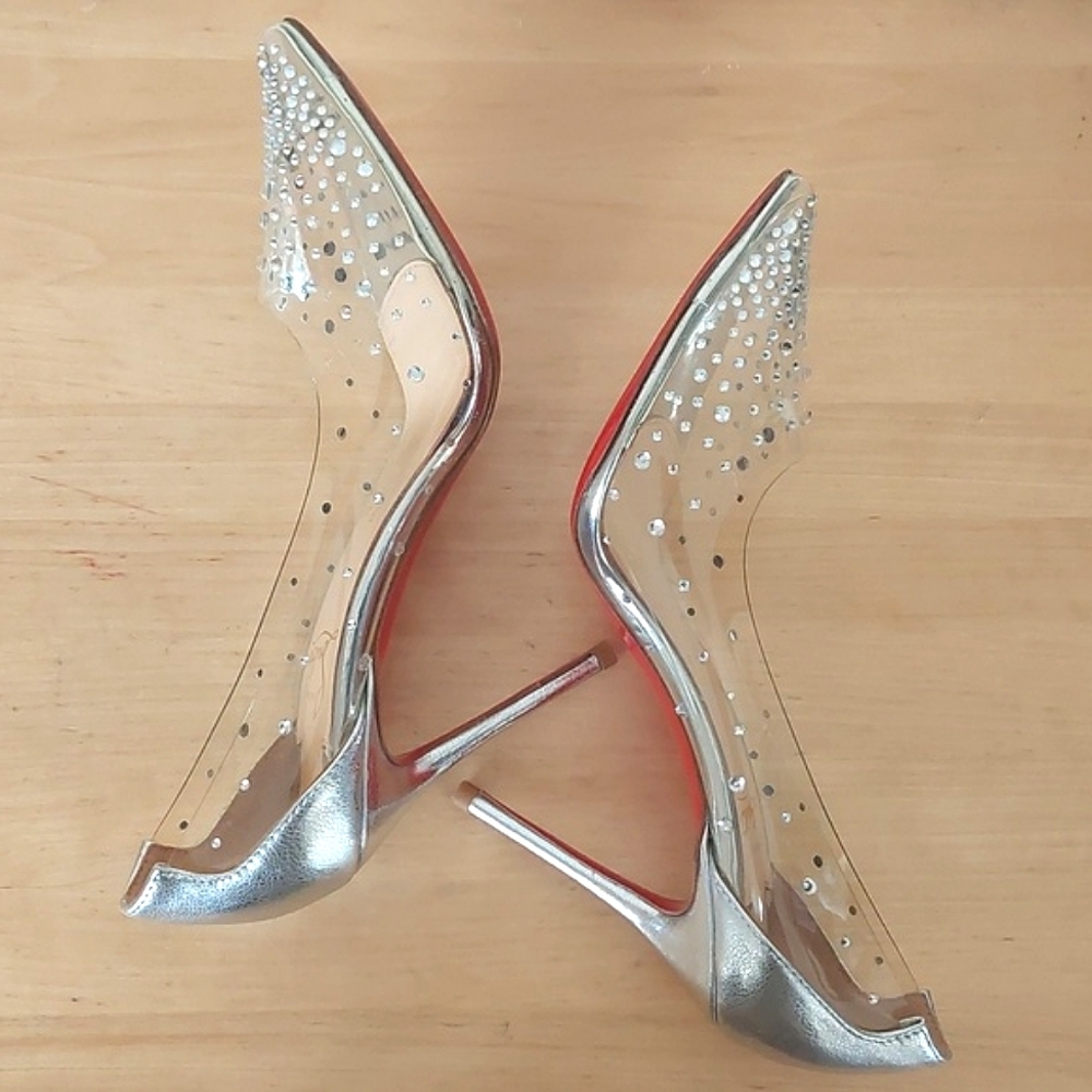 CHRISTIAN LOUBOUTIN Degrastrass 100 pump in transparent PVC decorated with cryst - Picture 6 of 16